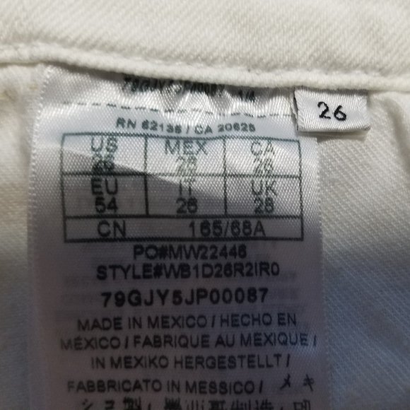 Guess Selene White Denim Stretch Shorts w/ Frayed Hem - Picture 2 of 15